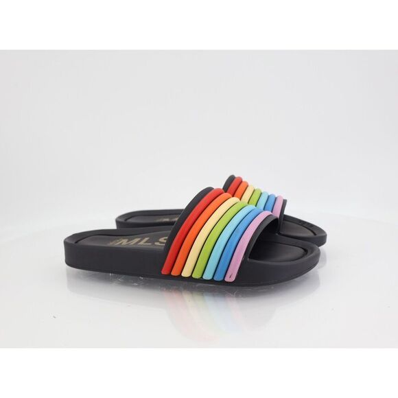 Melissa Women's Beach Sandal Size 7 Scented Slide Black Rainbow Rubber Shoe - Picture 1 of 10